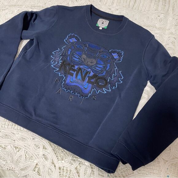 Authentic Kenzo Navy Crewneck Graphic Sweatshirt – Tiger Embroidery - Picture 3 of 11